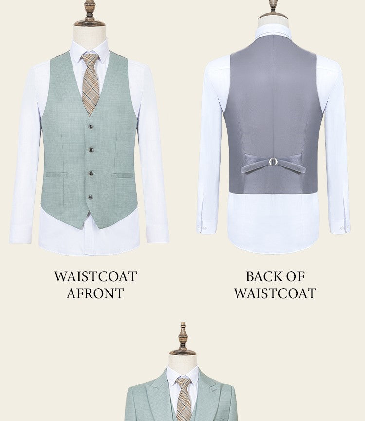 ST Cassy High Quality Men's Suit Summer thin Green  Slim Fit Formal Business Office Men's Suits?jacket+Vest+Pants?