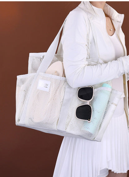 Beach Swimming Bag Fashion Portable Sports Bag Mesh Hollow Travelbag Large Capacity Gym Bag Multi-function Pocket Clutch Bag