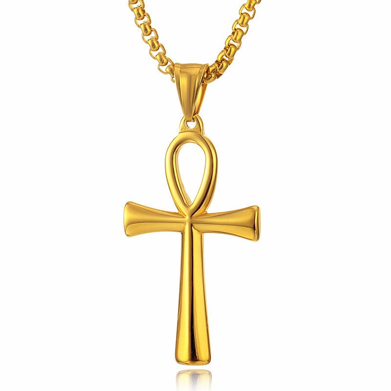 Colar de Aço Inoxidável Egípcio Ankh Para Homens Mulheres Cruz Pingente Corrente Moda Acessórios de Joias Impermeáveis