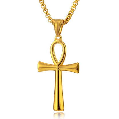 Colar de Aço Inoxidável Egípcio Ankh Para Homens Mulheres Cruz Pingente Corrente Moda Acessórios de Joias Impermeáveis