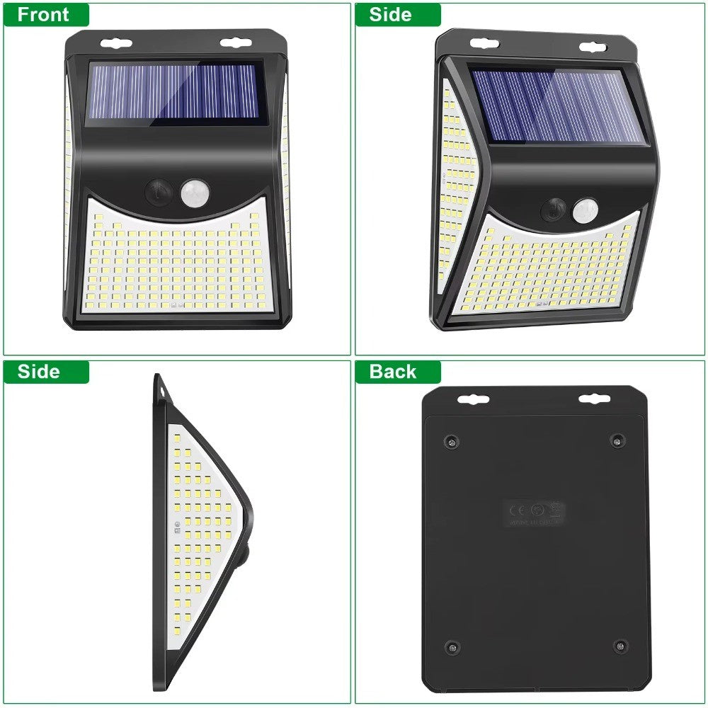 ?244 LED Solar Wall Light with Motion Sensor - 4 Modes, PIR Detection, Waterproof Outdoor Solar Lamp for Garden
