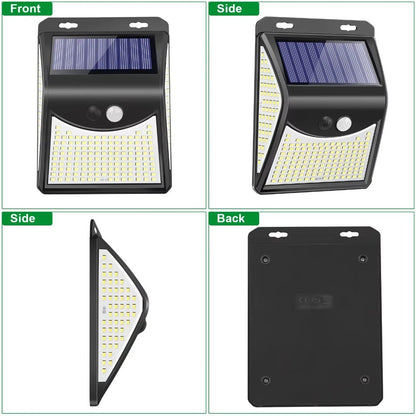 ?244 LED Solar Wall Light with Motion Sensor - 4 Modes, PIR Detection, Waterproof Outdoor Solar Lamp for Garden