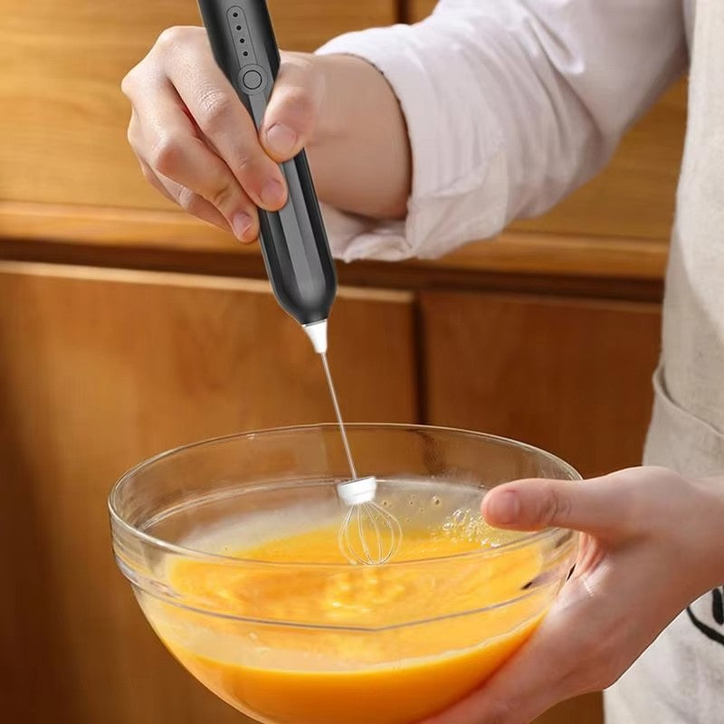 Electric milk frother charging portable egg beater beverage coffee machine handheld 3-speed jam cream machine kitchen blender