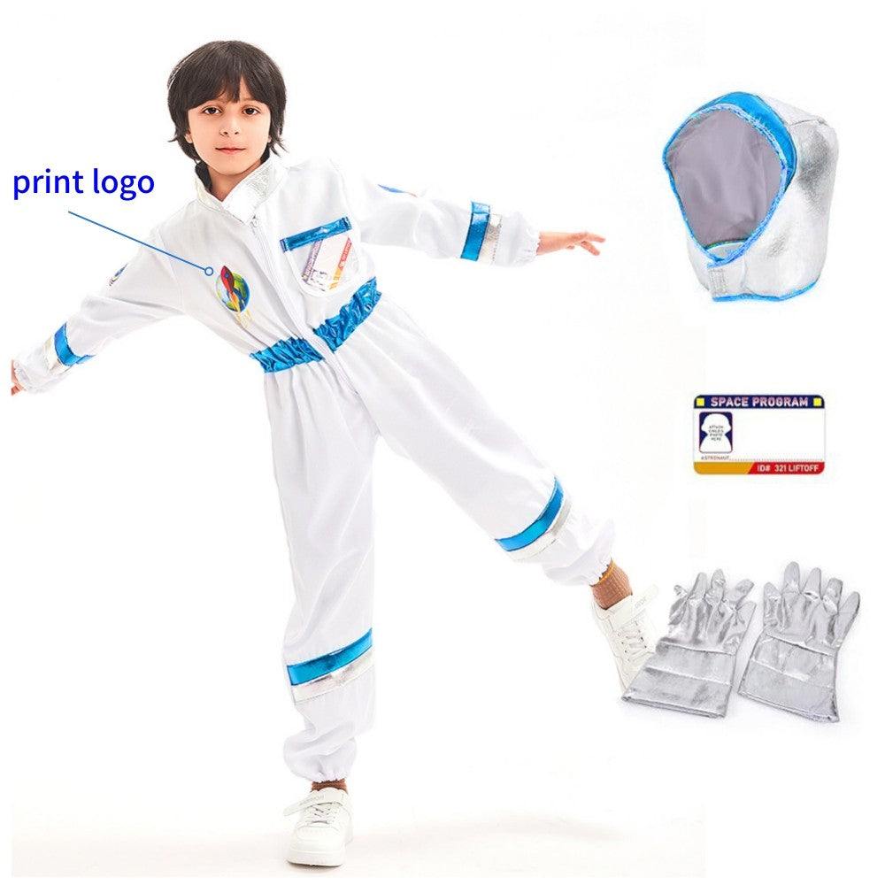 Halloween Astronaut Cosplay Costume Kids Boy Girl Jumpsuit Cartoon Space Party Spaceman Outfit White Spacesuit Bodysuit Clothing