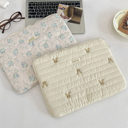 Fashion Rabbit Laptop Sleeve Case Bowknot Broken Flowers Laptop Bag Ultra Thin 11/13/15 inch Tablet Protective Pouch