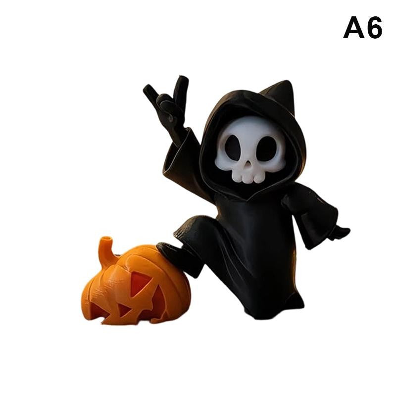 Hot Gothic Grim Reaper Figurines, Cute Skeleton Desk Decor, Skeleton Statue, Spooky Small Halloween Ornament, Halloween Gift