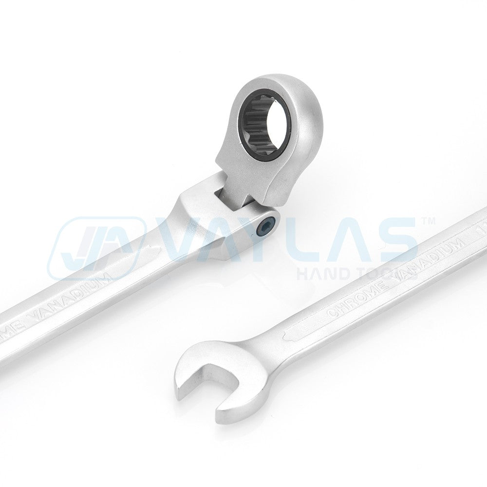 Chave Combinada Polida Fosca de 8-19mm com Cabeça Flexível, Catraca de 72 Dentes e Boca Fixa, Chave de Torque Alto para Reparos, Chaves Catraca