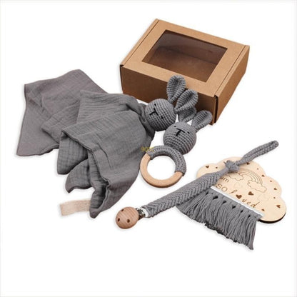 5Pcs Baby Soothing Doll Toy Burp Cloth Pacifier Chain and Teether with Tassels Board for Comfortable Teeth Care