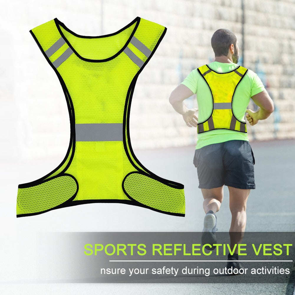 High Visibility Running Vest Breathable Fluorescent Mesh Vest Lightweight Adjustable for Men Women Outdoor Night Riding