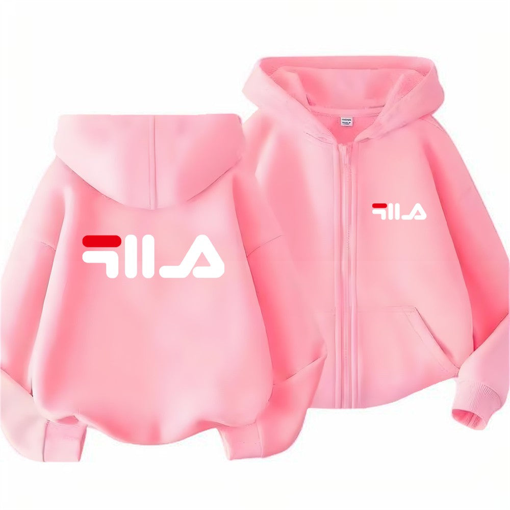 Children's Trendy Hoodie Zipper Style Coat Sweatshirt Boys Girls 3-12Yrs Gift Long Sleeve Top Casual Charming black Clothes