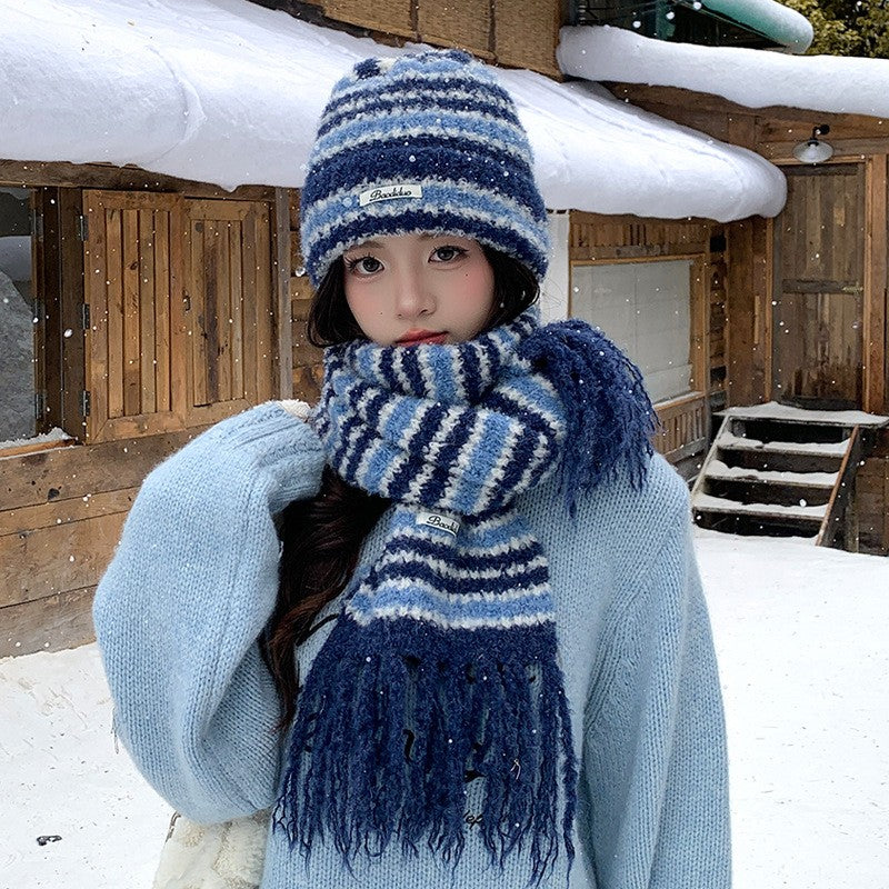 Rabbit Fur Hat  New Autumn Winter Style Warm Beanie  Large Head Circumference Jacquard Elegant Bucket Hat  Women 56-58CM