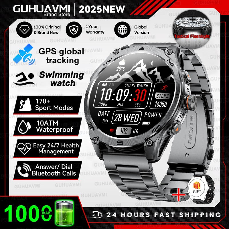 2025 Novo Smartwatch Militar T-Rex 3 Ultra GPS Bateria de 1000mAh 10ATM à Prova D'água Bússola Lanterna Rastreador Esportivo Smartwatch Masculino
