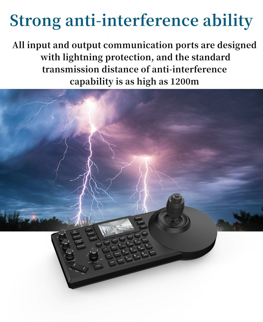 NDI 4D Joystick Keyboard 3-inch Color Screen Network Visca Pelco-D/P Protocol Rocker Console POE Camera Control Keyboard