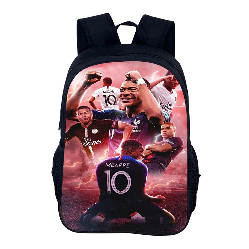 M-Mbappe Conjunto de 3 Peças Bolsa Escolar Mochila Esportiva de Futebol com Bolsas de Ombro Estojo para Canetas Mochila Escolar Jogador Estrela para Melhor Presente