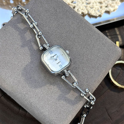 Luxury Minimalist Bracelet Watch Creative Square Multi-Faceted Glass Quartz Movement Chain Mid-century Small  High-End Acces