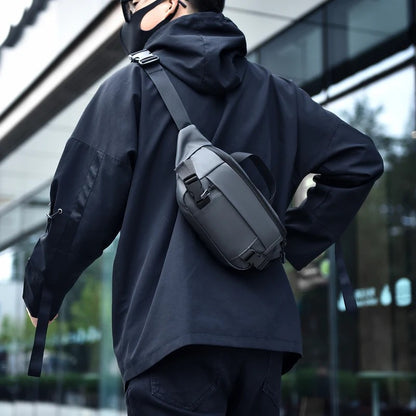 Men Multifunctional Chest Bag Solid Color New Messenger Bag Versatile Portable Shoulder Bag Large Capacity Crossbody Bag
