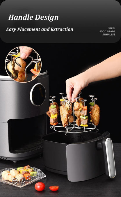 12Pcs Stainless Steel Air Fryer Oven  Barbecue Stick Kitchen BBQ Skewer Grill Reusable Baking Stick Needle Kebab Cooking Tool