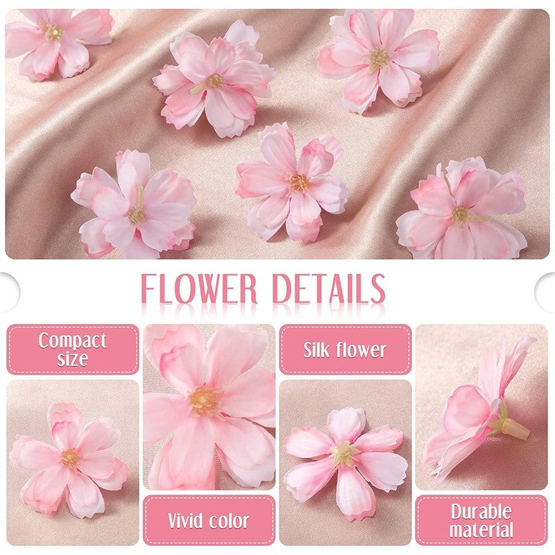 50/100Pcs 4.5cm Artificial Flowers Silk Plum Blossom Heads for Wedding Home Decoration Bride Hair Brooch Wreath DIY Craft Gift