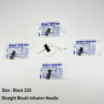 100 Unidades/Agulha de Infusão Borboleta com Boca Reta Descartável para Animais, Agulha de Infusão com Asa Dupla para Sala de Cuidados de Animais de Estimação