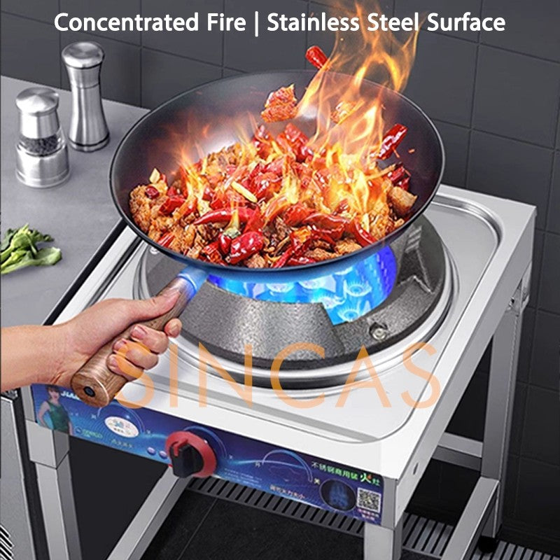 Fogão a Gás Liquefeito Comercial Fierce Fire Stove, Fogão de Bancada de Queimador Único para Restaurante com Economia de Energia e Proteção Contra Interrupção da Chama