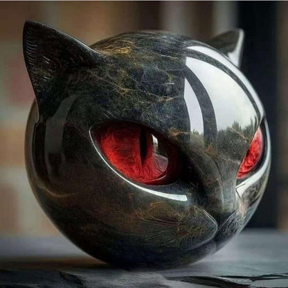 Exquisite Purple-Black Cat Stone Resin Sculpture A Meticulously Crafted,durable Decor Piece,perfect for Home or Office Display