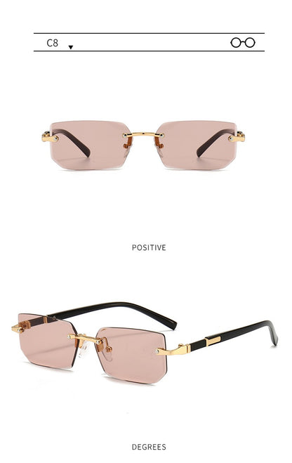 Óculos de Sol da Moda Sem Aro Masculino Feminino Populares Sem Armação Óculos de Sol Masculino Feminino Clássico Pequeno Quadrado Verão Viagem Sombras