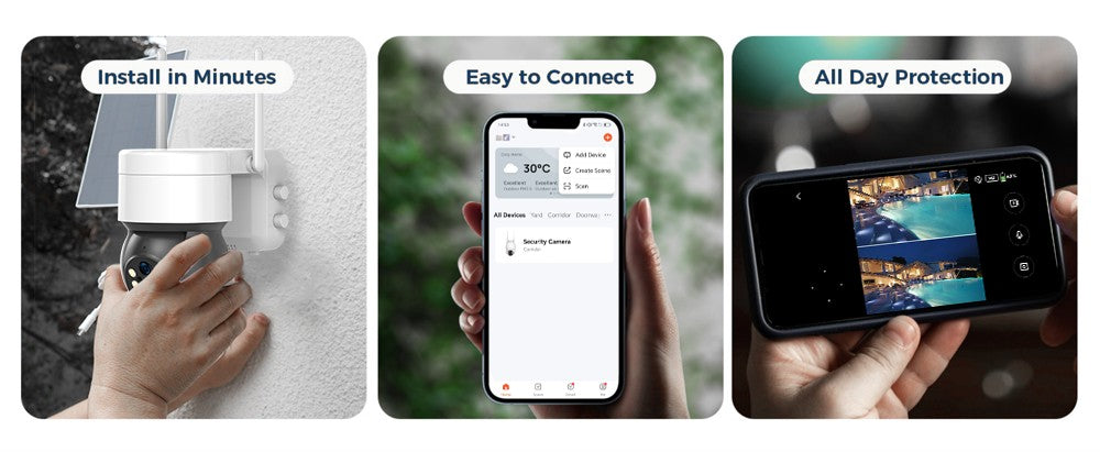 Tuya SmartLife WIFI 3MP IP65 Waterproof Human Tracking Full Color Night Vision Surveillance Smart Security Solar CCTV IP Camera