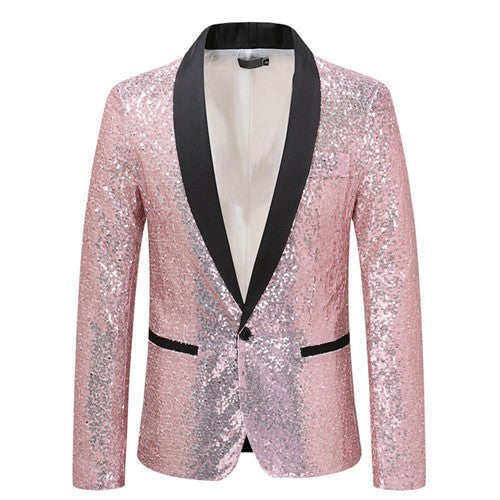Fashion Men Luxurious Sequin Suit Jacket Green / Silver Men's Bar KTV Stage Dress Male Blazer Coat