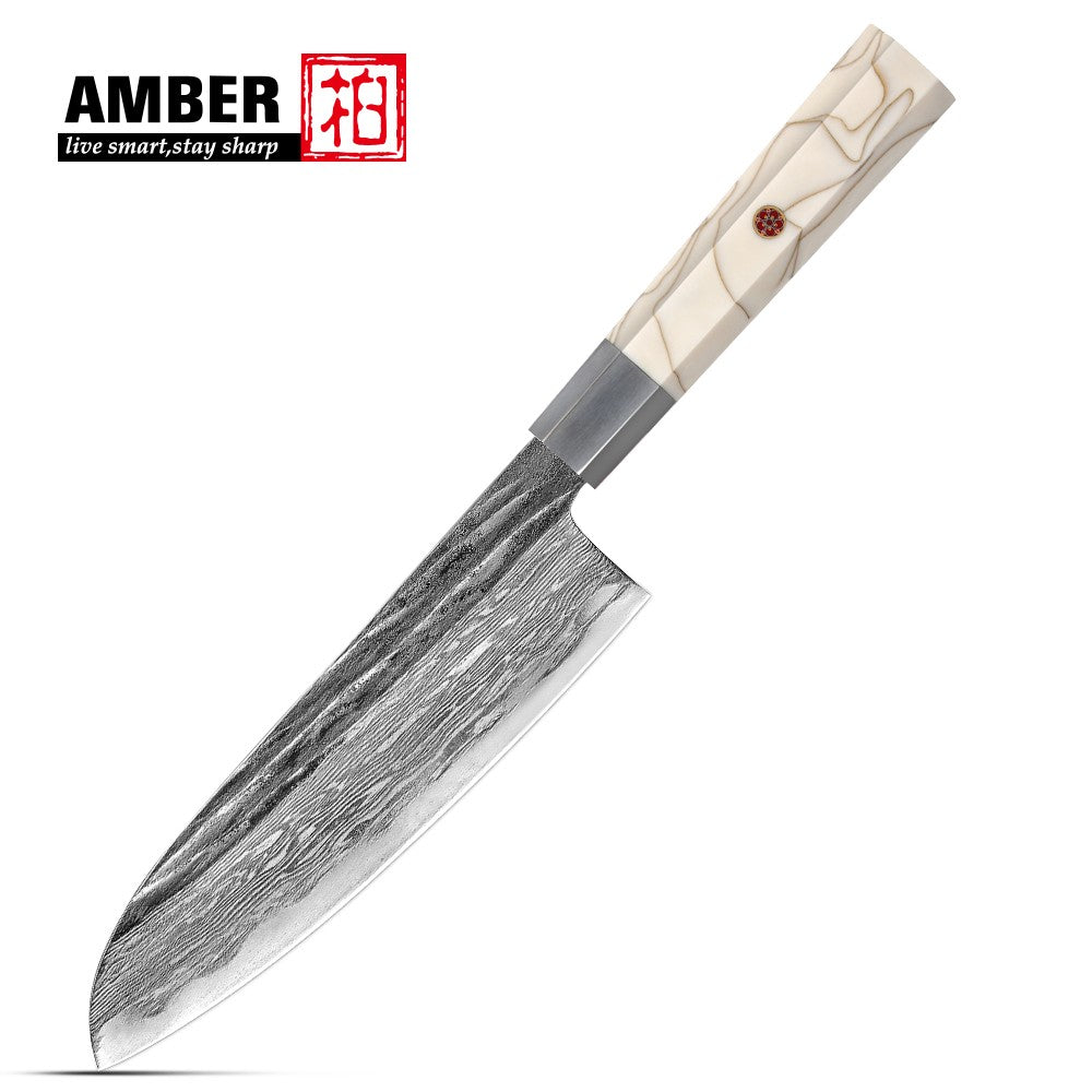 Conjunto de Facas de Chef, Conjunto de Facas de Cozinha Damasco Japonês de 6 Peças, Conjunto de Facas de Chef Profissionais de Aço Premium de 67 Camadas, com Cabo de Resina de Malha Branca