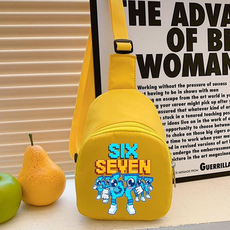 Children Chest Bag Six Seven Italian Brainrot Kids Bag for Girl Boy Daily Travel Purse Cartoon 6 7 Memes Long Strap Shoulder Bag