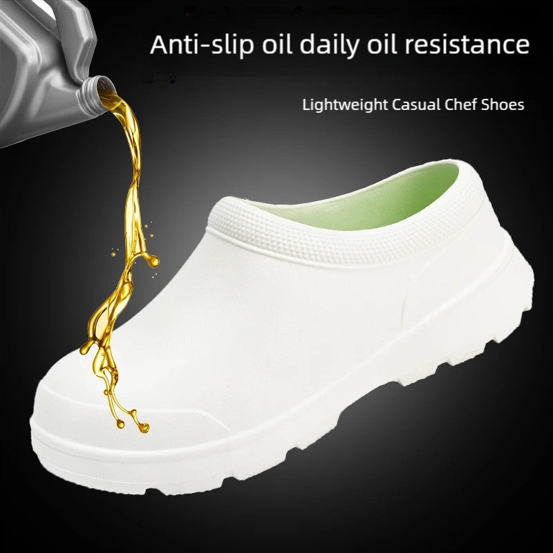 Chef shoes four seasons soft sole anti-slip oil-proof waterproof kitchen work shoes men's sandals garden shoes outdoor slippers