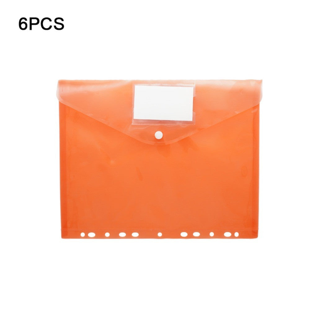 6 pcs Colorful Plastic Binder Folders Clear A4 Binder Pocket Snap Closure 11 Holes Punched Pockets Home Office