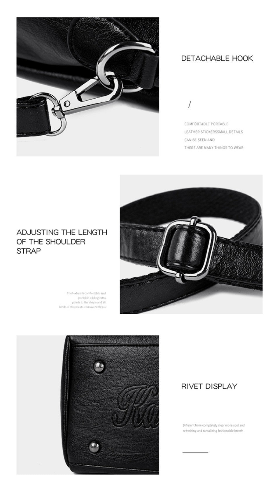 Genuine 3Layers High Quality Soft PU Leather Ladies Shoulder Crossbody Bags for Women  Luxury Handbags  Women  Designer A Main