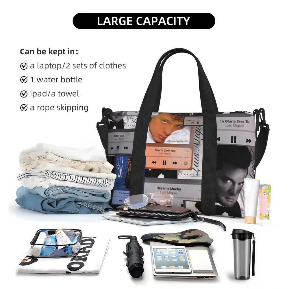 El Sol De Mexico Luis Miguel Beach Travel Bag Large Capacity Tote Bags for Gym Sport Women Shopping Duffle Shoulder Bag