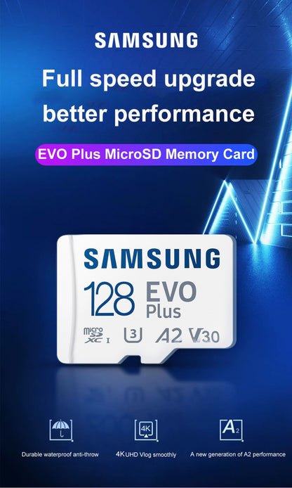 Samsung MicroSD 512GB 256GB 128GB 64GB Memory Card EVO Plus U3 V30 A2 Read Speed up to 130MB/s gaming console tablet memory card