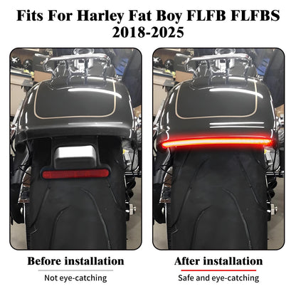 Motorcycle LED Light Rear Fender Turn Signal Brake Indicator For Harley Softail Fat Boy FLFB FLFBS 18-25 Taillight Running Lamp