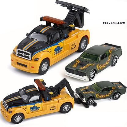 Minicaminhão de Reboque de Contêiner 1:64 Brinquedo Modelo de Liga Série de Carros Diecast com Veículos de Metal de Fricção Modelo Clássico Presente Infantil