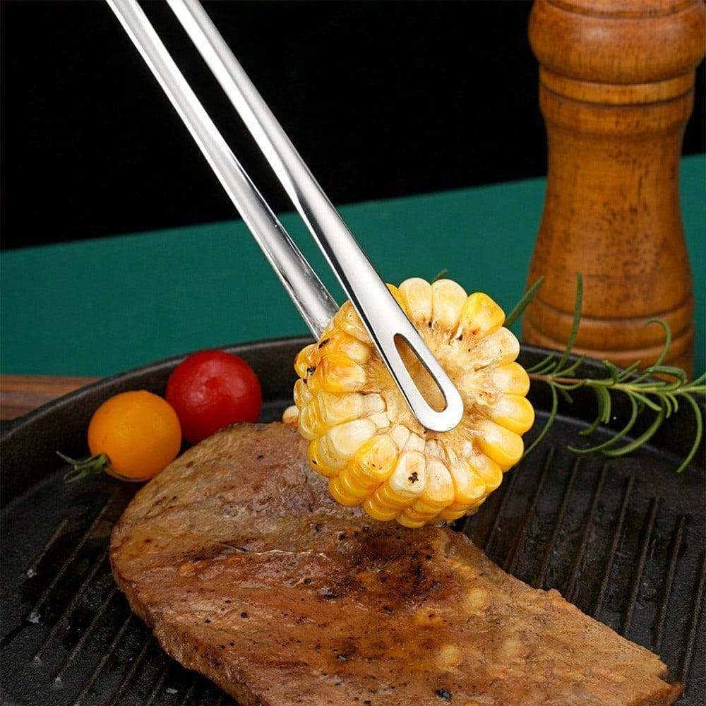 Stainless Steel Mesh Strainer Basket with Barbecue Tongs Multi-Functional Filter Drain Tray for Fried Foods Desserts Vegetables