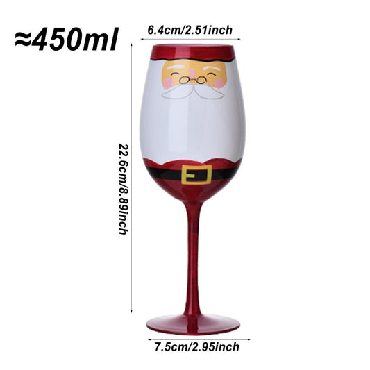 Taças de Vinho de Natal 450ml Papai Noel Árvore de Natal Pinhas Vinho Tinto Taças de Natal para Vinho Champanhe Suco