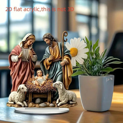 Jesus Birth Decor Glossy Acrylic Xmas Centerpiece Nativity Table Accessory Lightweight 2d Flat Christian Decoration For Party