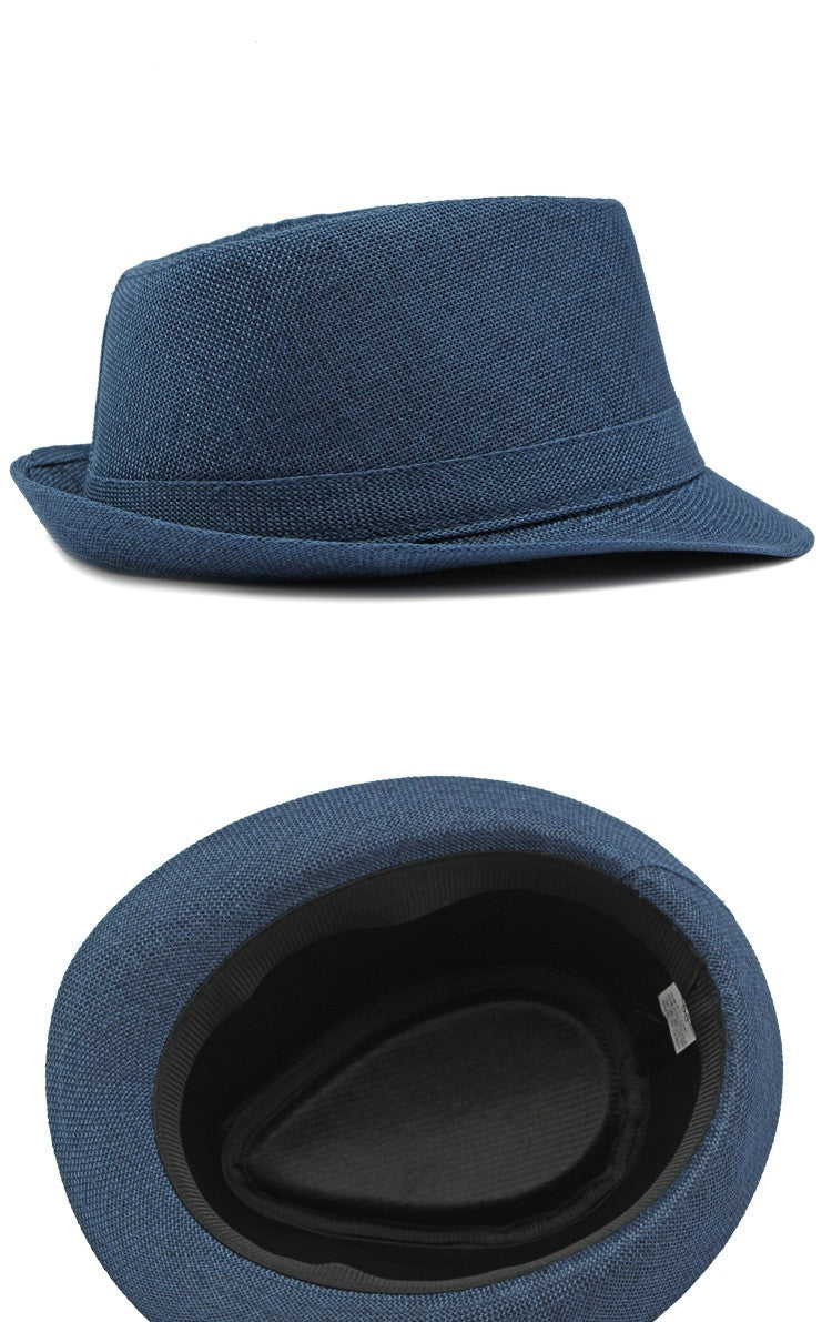 Middle-aged Spring and Summer Outdoor Sun Protection Hat Beach Top Hat Female Casual Retro Jazz Linen Hat  Fedoras for Man Party