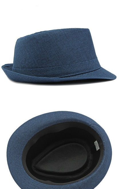 Middle-aged Spring and Summer Outdoor Sun Protection Hat Beach Top Hat Female Casual Retro Jazz Linen Hat  Fedoras for Man Party