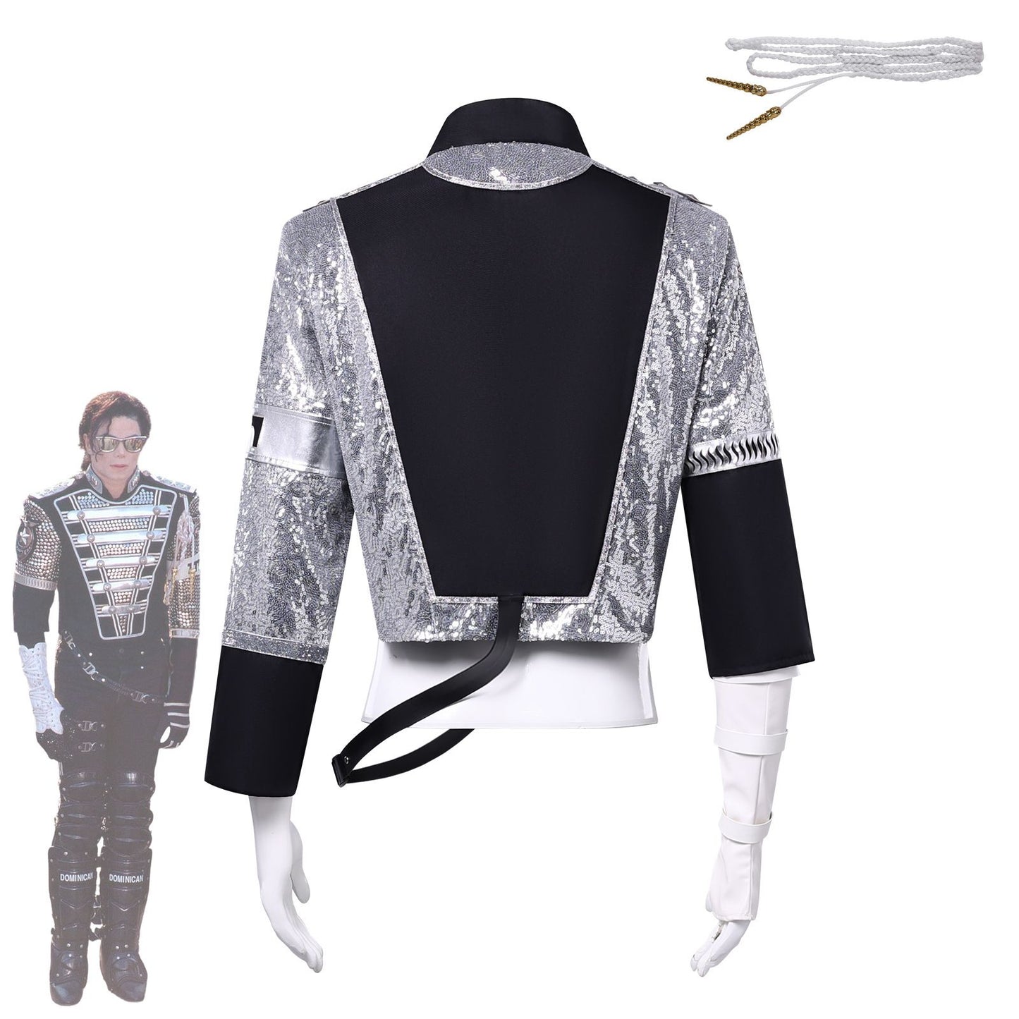 Michael Jackson Inspired Costume Military Sequin Jacket MJ Thriller Stage Performance Outfit Unisex Halloween Party