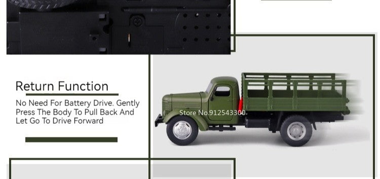 1:24 CA10 Vintage Truck Armored Car Model Toy Alloy Diecast Military Carrier Transport Vehicles Models Sound Light Kids Gifts