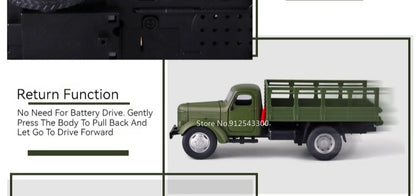 1:24 CA10 Vintage Truck Armored Car Model Toy Alloy Diecast Military Carrier Transport Vehicles Models Sound Light Kids Gifts
