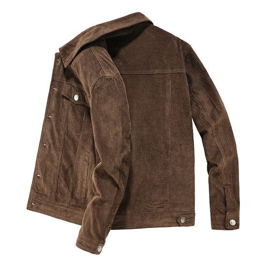 Male Fashion Coats Spring Autumn Men Corduroy Jacket Slim Fit Vintage Style Male Casual Zipper Coats Fashion Long Sleeve Outwear