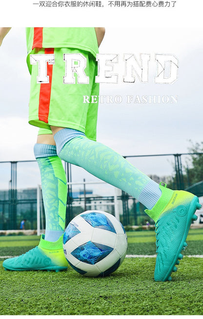 New High Top Football Shoes Cleats Soccer Shoes Boys And Girls Broken TF Nails For Adult Competitions Long Nails Training Boots