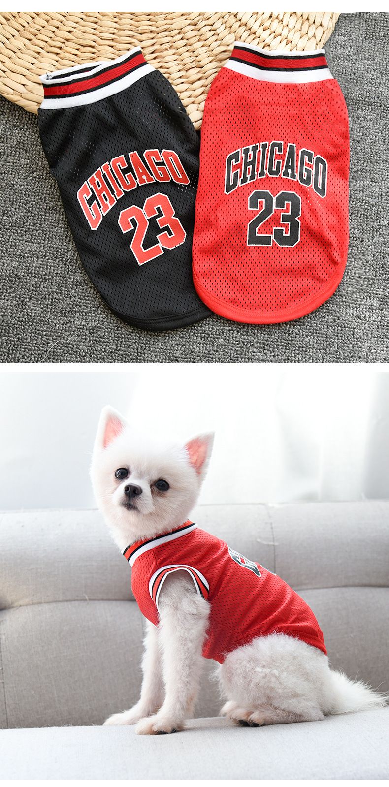 Roupa de cachorro respirável em tela para Schnauzer Teddy, camisa de basquete esportiva para cães grandes, camisetas para filhotes, camisas de verão para gatos de estimação
