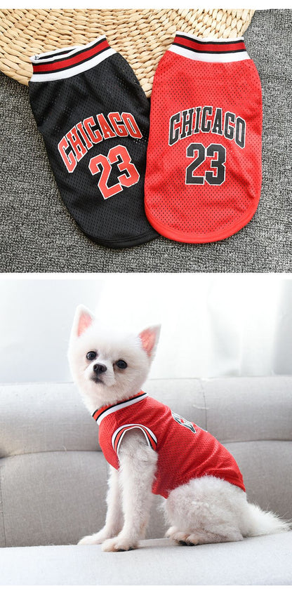 Roupa de cachorro respirável em tela para Schnauzer Teddy, camisa de basquete esportiva para cães grandes, camisetas para filhotes, camisas de verão para gatos de estimação
