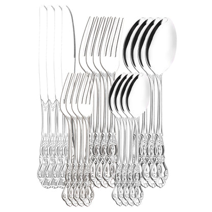 Conjunto de Talheres de Alta Qualidade Faca Garfo Colher de Sobremesa Louça Colorida Conjunto de Talheres de Aço Inoxidável Talheres de Mesa de Cozinha